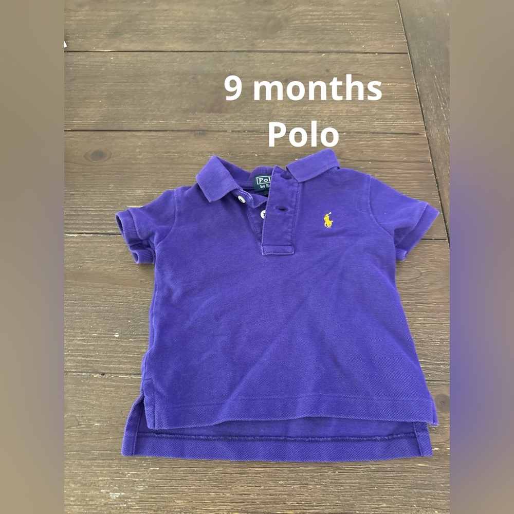 Purple and gold Ralph Lauren collard polo. Size 9 months
